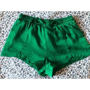 Green silky shorts!